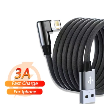 Geflochtenes USB-Ladekabel für iPhone, 90-Grad-Winkel, für Gaming