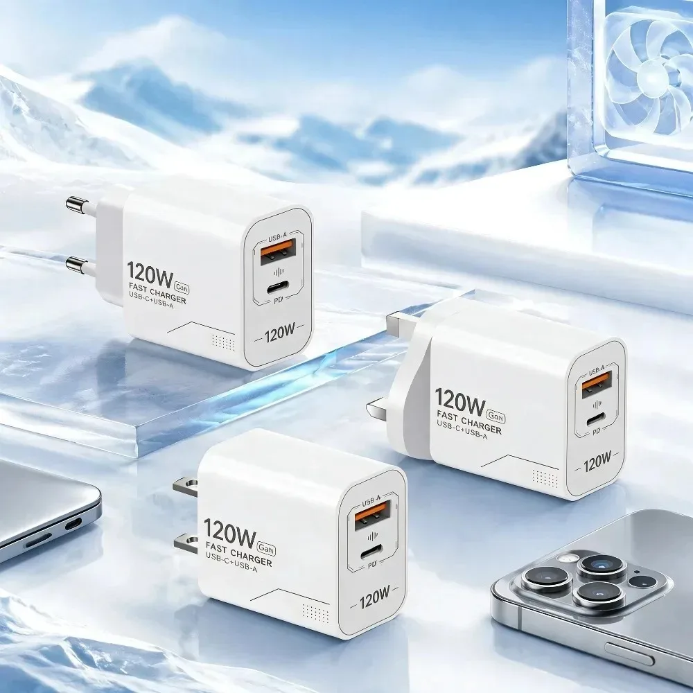 120W 2-Port GaN Typ-C Ladegerät USB-C Schnell-Ladeadapter – Bild 3