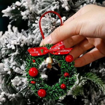 Frohe Weihnachten Kranz Anhänger mit Glocke Auto Tür Hängende Dekoration Mini Weihnachten Party Tropfen Kranz