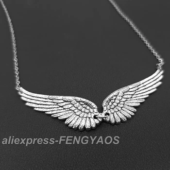 Vintage Engelsflügel Feder Halsband Großer Anhänger Ästhetische Gliederketten Statement Halskette für Frauen