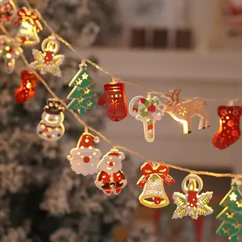 Weihnachtslichterkette mit Weihnachtsmann und Schneemann, Batteriebetriebene LED-Girlande