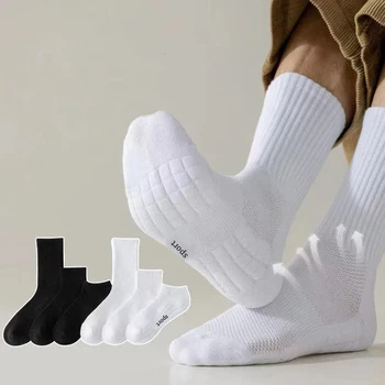 Schweißabsorbierende und atmungsaktive Sportsocken für Herren mit dickem Boden und unterem Kissen zum Laufen