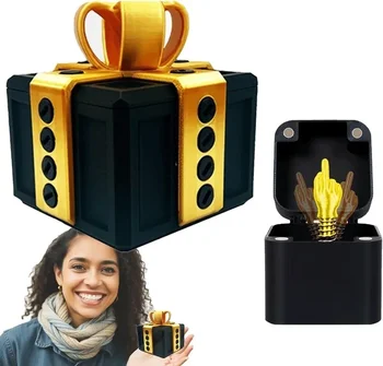 Das nervige Geschenk mit Mittelfinger in einer Box, Geschenkbox mit Schrauben, Streichüberraschung