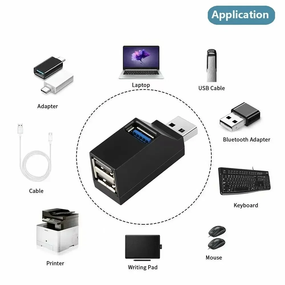 Multi Port USB Hubs USB 3.0 2.0 Extender Auto Splitter Laptop – Bild 3