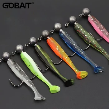 Getriebe Kit 10PCS Weicher Köder 5,5 cm 7cm 10cm T Schwanz Wurm 4PCS Jigging Kopf Haken 3g 5g 10g (14 Stück)