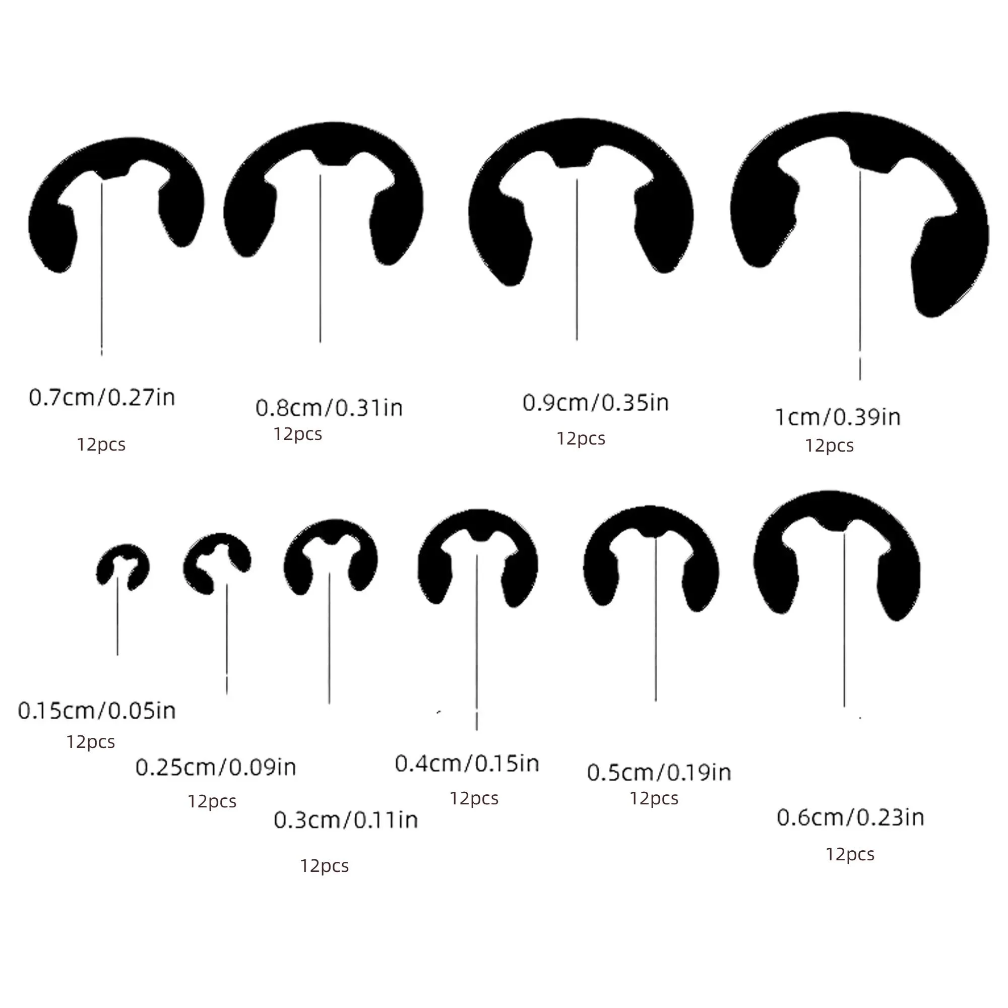 120-teiliges Sicherungsring-Set aus schwarzem Edelstahl mit – Bild 2