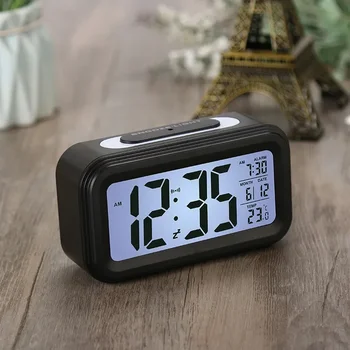 Wecker Desktop Digitaluhr LCD Großer Bildschirm Temperatur Kalender Nachtlicht Wake-up Student Snooze Uhr