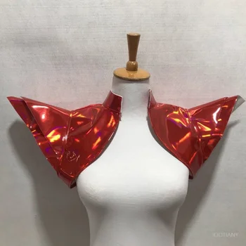 Glänzende Bühnenaufführungszubehör Cosplay Fly-Shoulder-Lederweste Damen Tänzerin Festival Party Karneval Drag