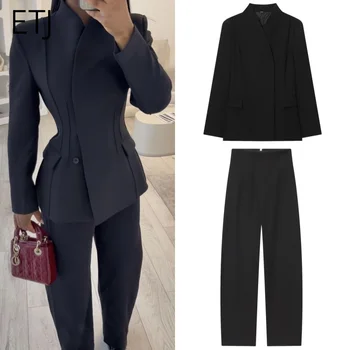 ETJ 2025 Damen-Anzugjacke im neuen Modedesign, dreidimensionaler Schnitt, hoher Kragen, schmale Anzugjacke
