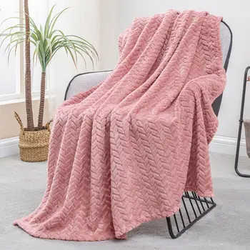 Fleece-Überwurfdecke für Couch, weiche, gemütliche Jacquard-Flanelldecken, leichte, flauschige, warme