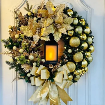 Weihnachtlicher Türkranz, leuchtende Weihnachtsfensterdekoration, Weihnachtslaternekranz, geschichteter