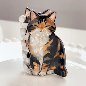 Vielseitiger Katzen-Kratzclip aus Acryl mit Aufdruck, Niedliches Katzen-Haaraccessoire, Geeignet für den