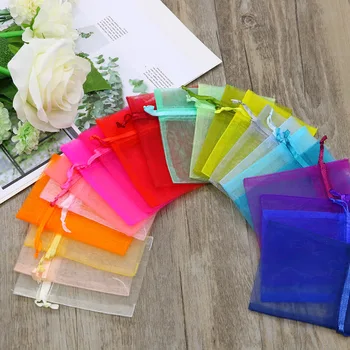 7 x 9 cm 9 x 12 cm 10 x 15 cm transparente Organzabeutel für Hochzeit, Party, Süßigkeiten (50 Stück)
