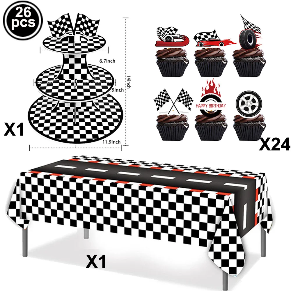 Rennwagen-Thema, 3-stöckig, rund, aus Pappe, Cupcake-Ständer – Bild 6