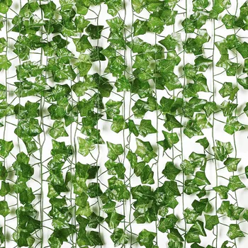 200Cm Grüne Rebe Seide Künstliche Efeu Hängen Blatt Girlande Pflanze Creeper Blatt Hause Hochzeit Garten
