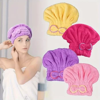 Schnell trocknende Haarkappe für Damen, Fliege, Badehut, Mikrofaser-Handtuch, Superfaser-Duschhaube für Spa