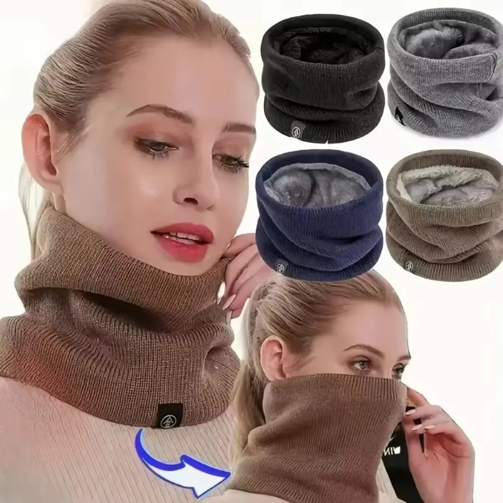 Winter Warm Gestrickte Hals Schal für Frauen Männer Plüsch – Bild 4