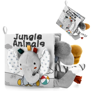 Weiche Babybücher, 3D-Touch-Feeling, kontrastreiches Stoffbuch, sensorisches frühes Lernen
