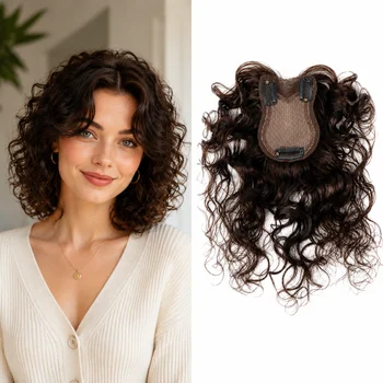 Dünnes Spitzen-Haarteil mit Locken und Clips für Frauen mit dünnem Haar, einfach zu tragen, ohne Nähen
