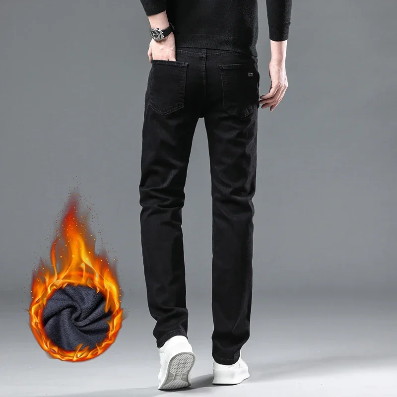 2025 neue Winter Männer Schwarz Gerade Stretch Denim Dicke – Bild 5