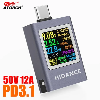 13-in-1 DC 4,5-50 V 0-12 A Multifunktions-Digitalanzeige DC-Spannung Amperemeter Leistungsmesser Typ C