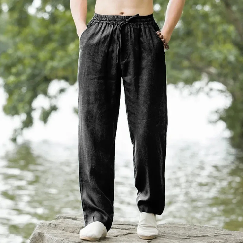 Neue männer Strand Hosen Jogger Mode Baumwolle Leinen – Bild 2
