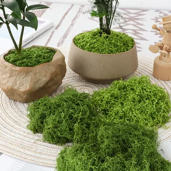 Grünes künstliches Moos, DIY-Handwerk, Gras, künstliches Moos, künstliches konserviertes Moos, grüne Pflanze