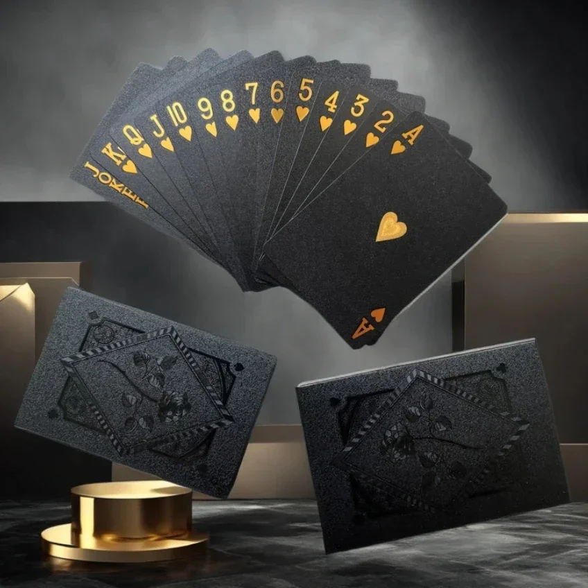 1 Stück Farbige Schwarz-Gold Spielkarten Wasserdichtes – Bild 3