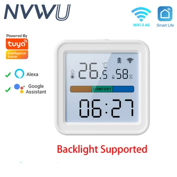 Tuya Neue WiFi Temperatur Feuchtigkeit Sensor Smart Leben Hintergrundbeleuchtung Hygrometer Thermometer Sensor