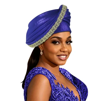 Mehrschichtige Diamanten-Afrikanische Kopfbedeckung Turban-Mütze Weibliche Kopfwickel Nigerianische Hochzeit