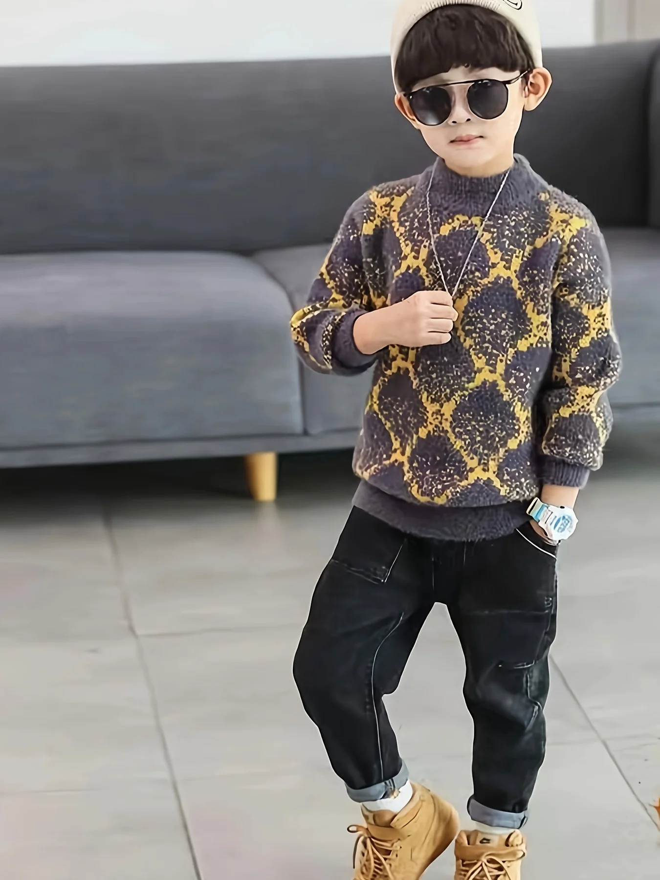 Kinderbekleidung für Jungen, Pullover aus Kunstnerzsamt für – Bild 4