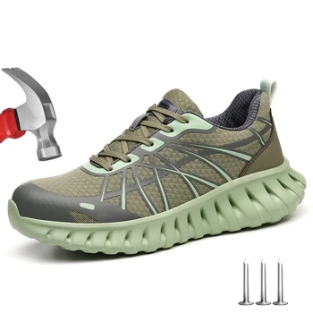 Leichte Sicherheitsschuhe Herren Stahlkappe Sneakers Atmungsaktive Anti-Smash Anti-Punktion