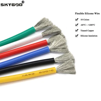 1M/5M Hitzebeständiges Kabel 30 28 26 24 22 20 18 16 15 14 12 10 8AWG Ultra-Weiches Silikonkabel
