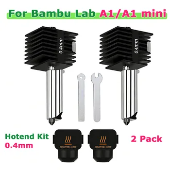 2er-Pack A1 Mini/A1 Hotend-Kit, 0,4mm Gehärtete Stahldüse, Hochtemperatur-Extruder-Ersatz für Bambu Lab