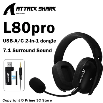 ATTACK SHARK L80PRO Kabelloses Gaming-Headset, 2,4 G/BT/kabelgebunden, ultraleicht, 40-mm-Treiber, Kopfhörer