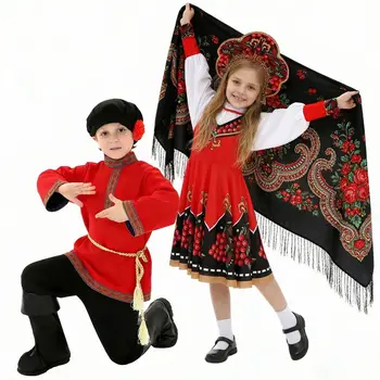 Russisches Traditionelles Volkskostüm für 3-10 Jahre Alte Kinder Halloween Nationalfeiertag Bühnenauftritt