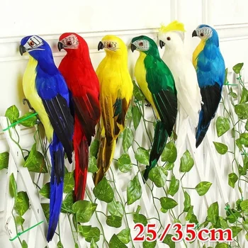 25/35 cm Kreative Handgemachte Simulation Papagei Tier Vogel Garten Requisiten Dekoration Miniatur Feder Rasen