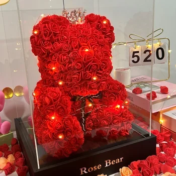 2026 Künstliche Blume Ewige Rose Teddybär für 520 Muttertag Geburtstag Valentinstag Jahrestag Geschenke