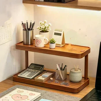 Desktop-Aufbewahrungsregal aus Holz, 2/3 Ebenen, stabiler Rahmen, großer Stauraum, für Zuhause, Büro, Studium