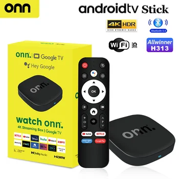 Onn 4K Android 13 Smart TV Box 4K Quad-Core Set-Top-Box 5G-Konnektivität 8GB 128G Sprachfernbedienung