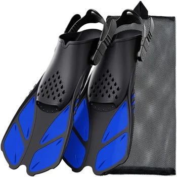 Schnorchelflossen, verstellbare Schnallen, Schwimmflossen, kurze Silikon-Tauchschuhe, offener Absatz