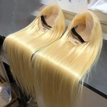 Glatte Echthaar-Perücke, 13 x 4/13 x 6, HD-Spitze-Frontal-Perücke, 76,2 cm, 613 honigblonde, gefärbte