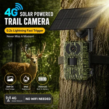 EU 4G Mobilfunk 2K Akku Solar PIR Bewegungsaktivierte Wildtier-Jagdkamera IP65 Outdoor Nachtsicht