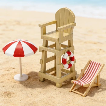 Sommerdekoration, Ozean-Strand-Modell-Ornamente, DIY, Strandliege, Rettungsschwimmer-Liege