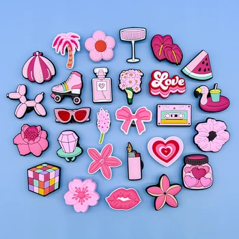 Mädchen Schuh Charms Blumen Parfüm Schuh Dekoration Zubehör Oktave Klavier Kassette Rosa Pins für Frauen