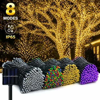 Solarbetriebene LED-Lichterkette mit 8 verschiedenen Blinkmodi, ideal zur Dekoration von Gärten, Hochzeiten