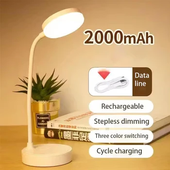 Tragbare LED-Schreibtischlampe, Augenschutz, 3 Modi, Dimmen für Schlafzimmer, Nachttisch, USB, Touch-Ladung