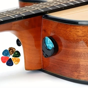 Gitarrenplektrum-Set in verschiedenen Farben mit Halter - einfache Befestigung für Akustik- und E-Gitarren