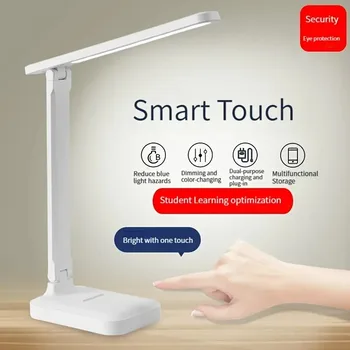 LED-Touch-Schalter, weiß, zusammenklappbar, Schreibtischlampe, Schlafzimmer, Nachttisch, Arbeitszimmer, Lesen