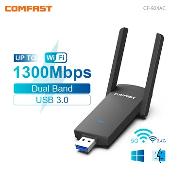 2-in-1 USB 3.0 WLAN-Bluetooth-Adapter 1300Mbps Antenne für PC 2,4/5GHz Netzwerkkarte Empfänger AC1300 WiFi 5